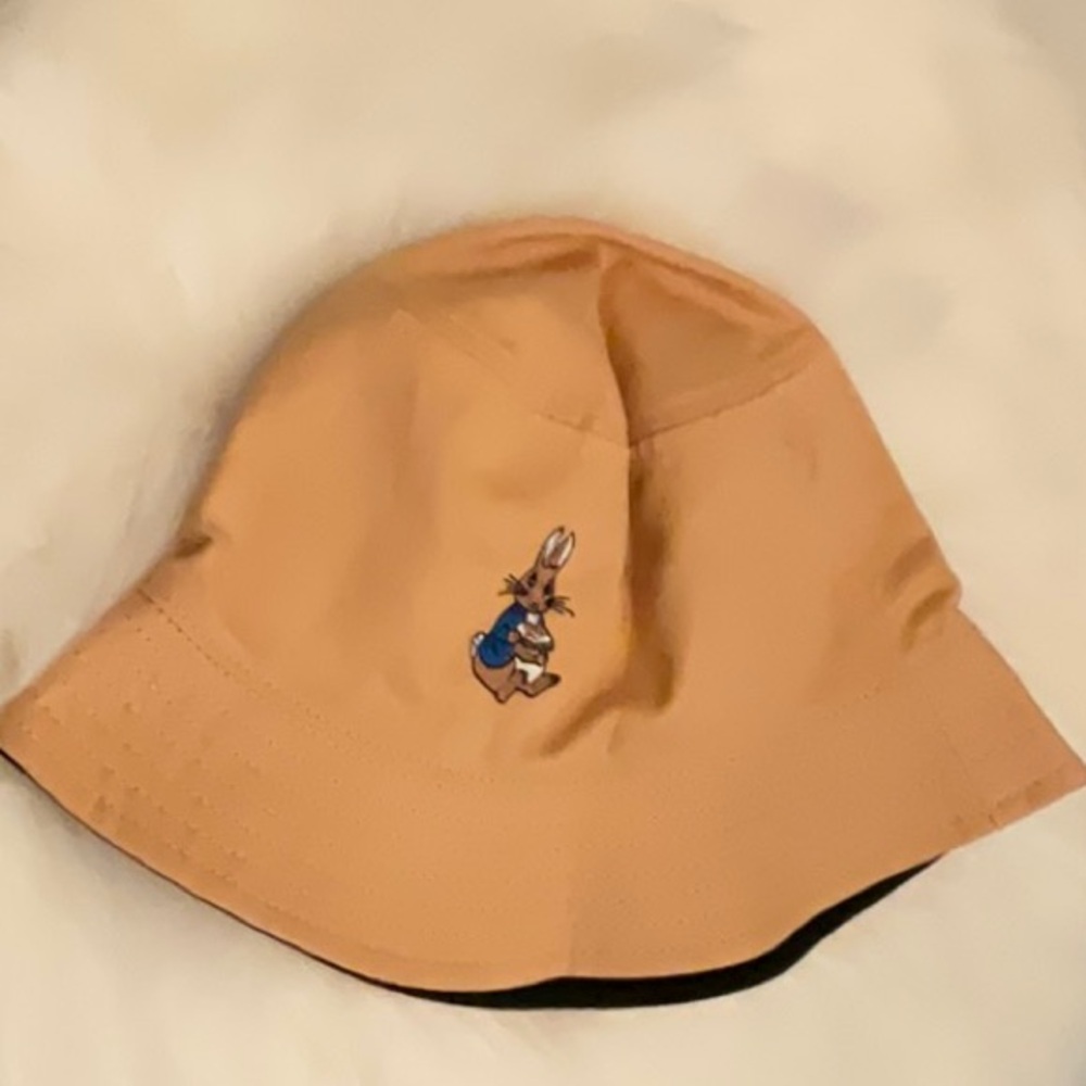 Peter Rabbit Tan Bucket Hat with Embroidered Rabbit
